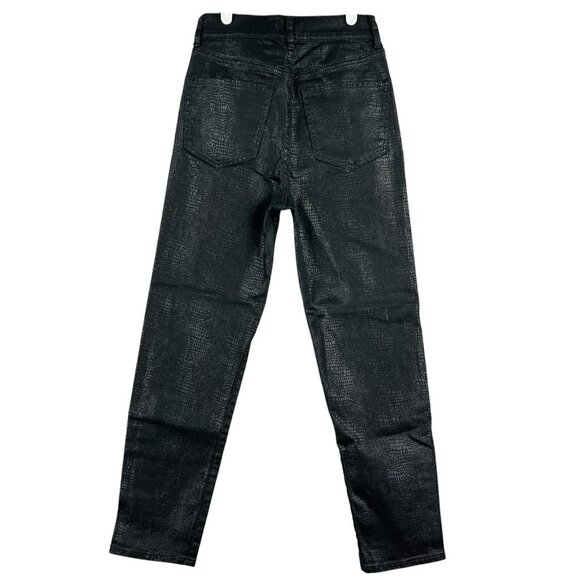 EXPRESS Women Black Pants Size 00 Snakeskin Print Skinny High Rise Stretch NWOT - Picture 2 of 13